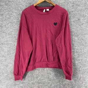 Divided Sweater Pullover Women XL Purple Knit Crew Neck Long Sleeve Cotton